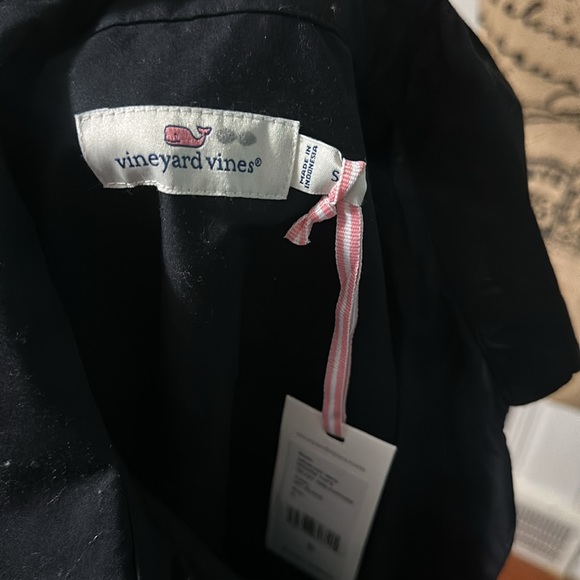 NWT Vineyard Vines Velvet Trim Popover Blouse Jet Black - Picture 6 of 8